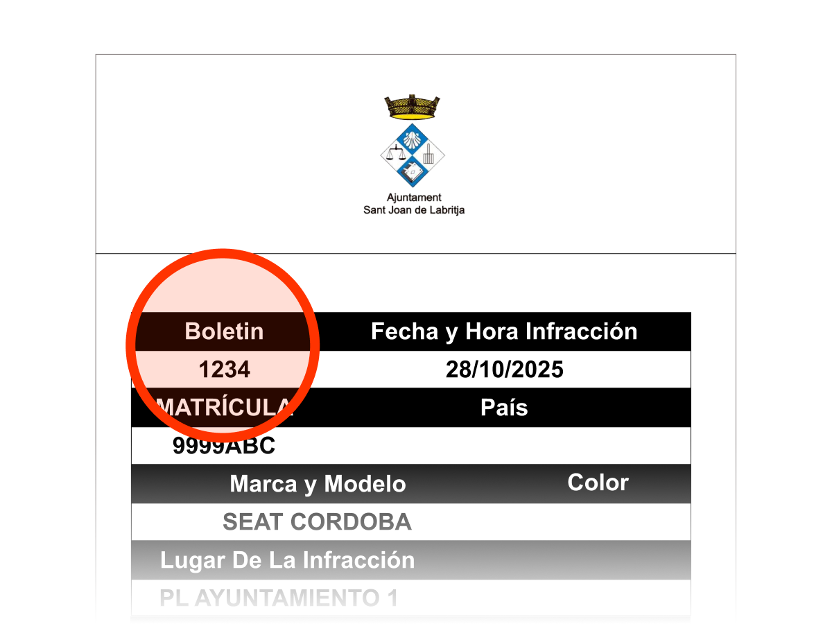 Ubicación del número de boletín